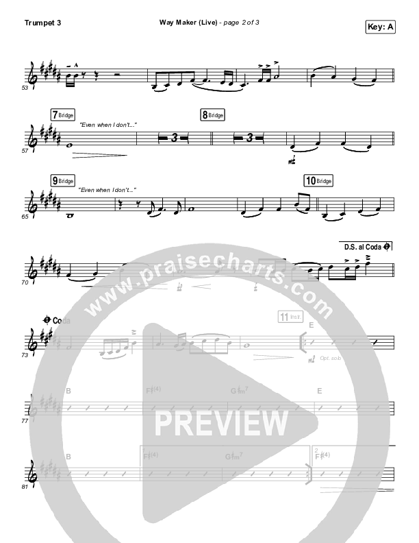 Way Maker (Live) Trumpet 3 (Sounds Of Unity / Darlene Zschech / William McDowell / REVERE)