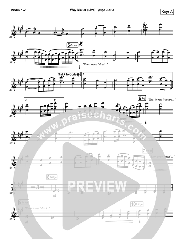 Way Maker (Live) Violin 1/2 (Sounds Of Unity / Darlene Zschech / William McDowell / REVERE)