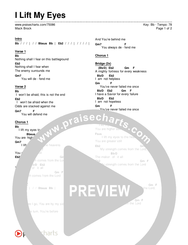 I Lift My Eyes (Studio) Chords & Lyrics (Mack Brock)