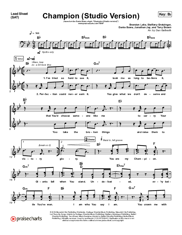 Champion (Studio) Lead Sheet (SAT) (Dante Bowe)