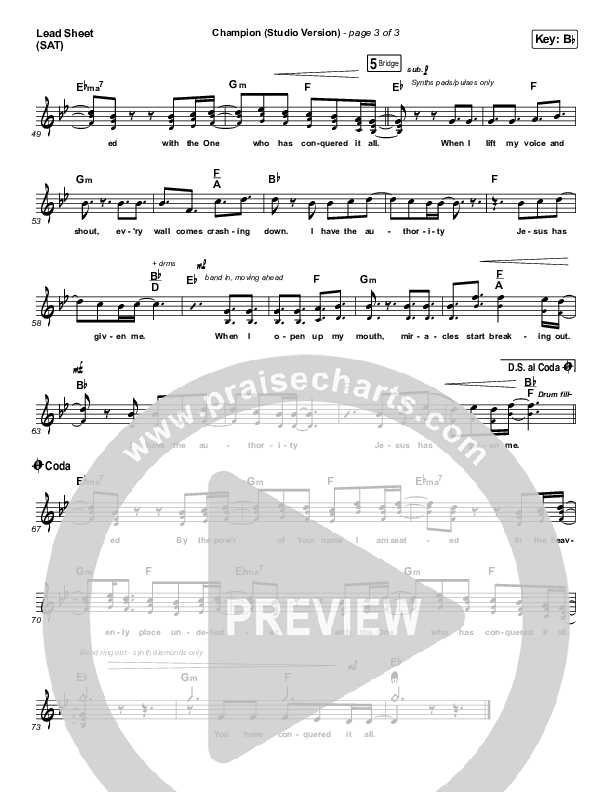 Champion (Studio) Lead Sheet (SAT) (Dante Bowe)