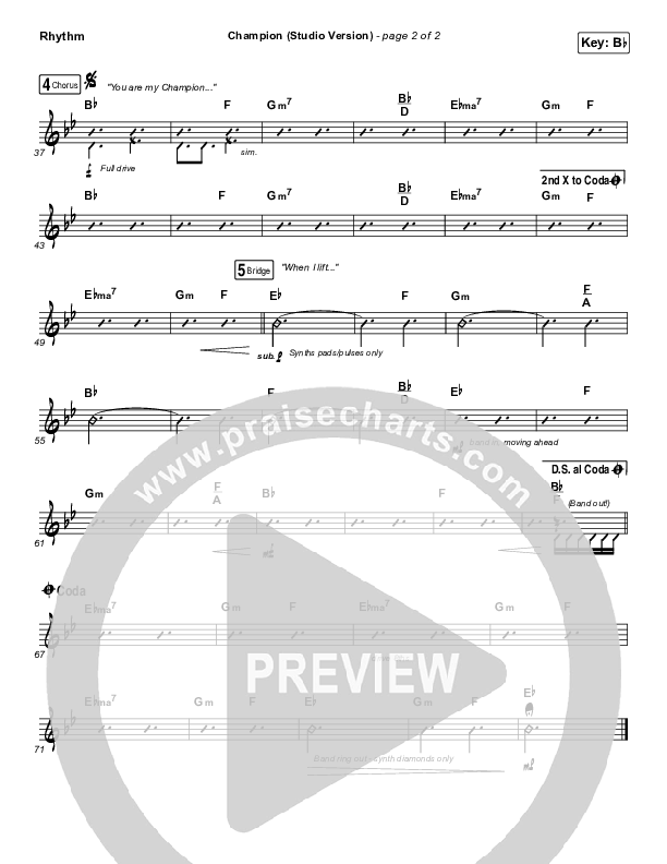 Champion (Studio) Rhythm Chart (Dante Bowe)
