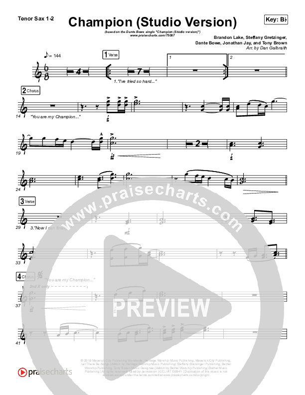 Champion (Studio) Tenor Sax 1/2 (Dante Bowe)