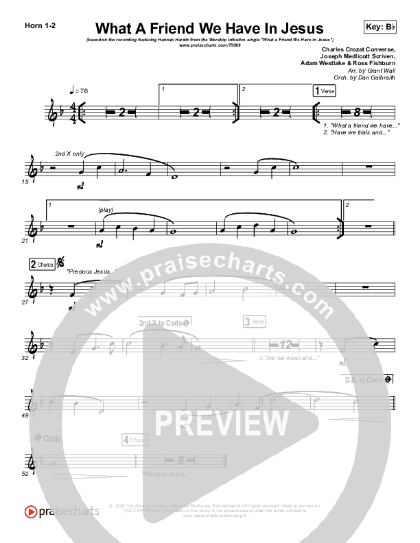 What A Friend We Have In Jesus Brass Pack (Shane & Shane/The Worship Initiative / Hannah Hardin)