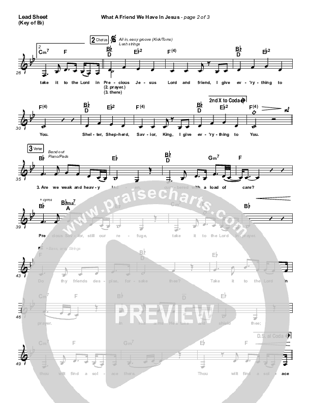 What A Friend We Have In Jesus Lead Sheet (Melody) (Shane & Shane/The Worship Initiative / Hannah Hardin)