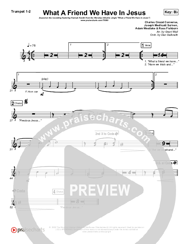 What A Friend We Have In Jesus Brass Pack (Shane & Shane/The Worship Initiative / Hannah Hardin)