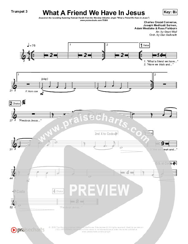 What A Friend We Have In Jesus Brass Pack (Shane & Shane/The Worship Initiative / Hannah Hardin)