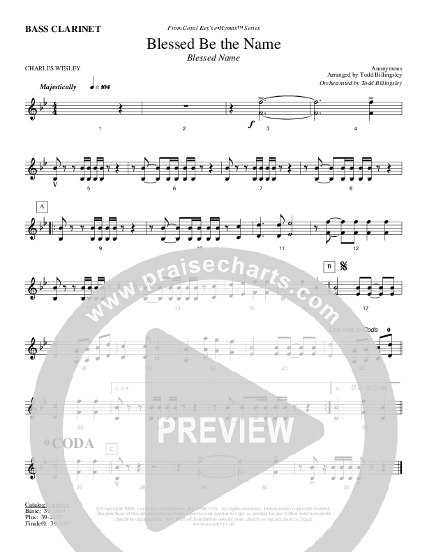 Blessed Be The Name Bass Clarinet (Todd Billingsley)