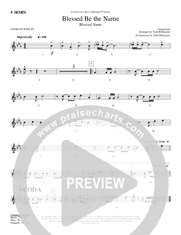 Blessed Be The Name French Horn (Todd Billingsley)
