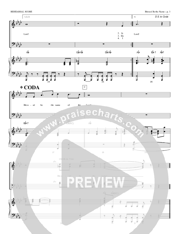 Blessed Be The Name Piano/Vocal (SATB) (Todd Billingsley)