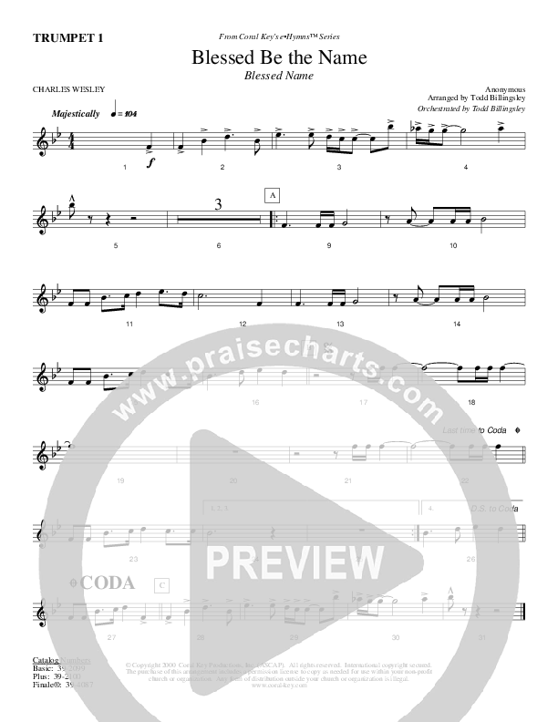 Blessed Be The Name Trumpet 1 (Todd Billingsley)