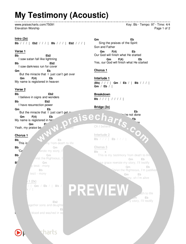 My Testimony (Acoustic) Chords & Lyrics (Elevation Worship)