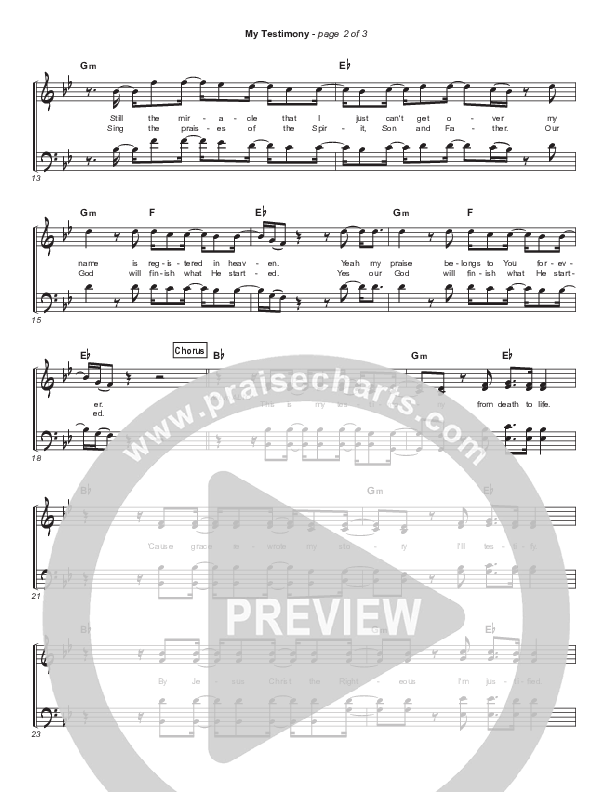 My Testimony (Acoustic) Hymn Sheet (Elevation Worship)