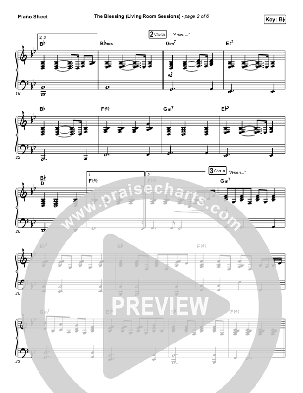 The Blessing (Living Room Sessions) Piano Sheet (Elevation Worship / Chris Brown / Tiffany Hammer)