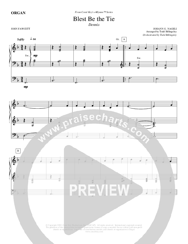 Blest Be The Tie Organ (Todd Billingsley)