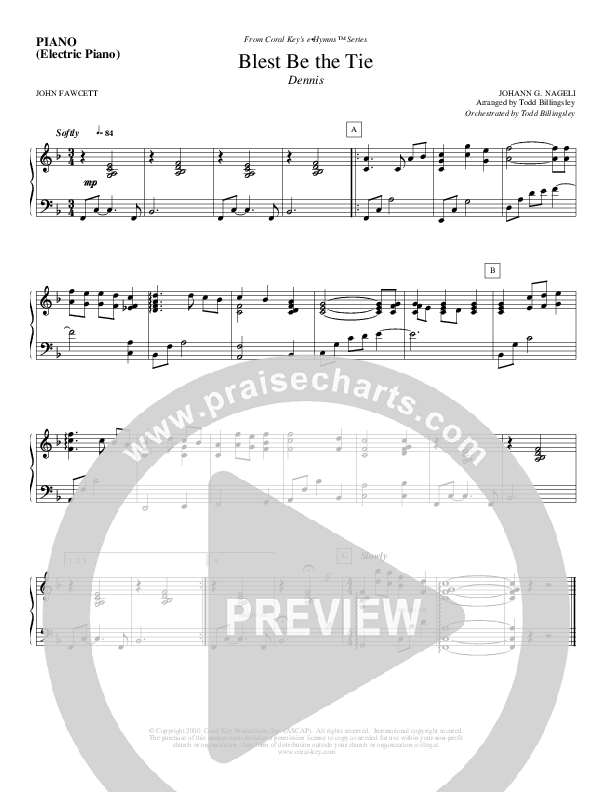 Blest Be The Tie Piano Sheet (Todd Billingsley)