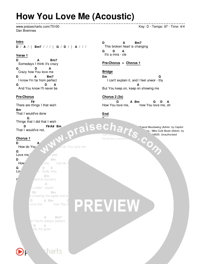 How You Love Me (Acoustic) Chords & Lyrics (Dan Bremnes)