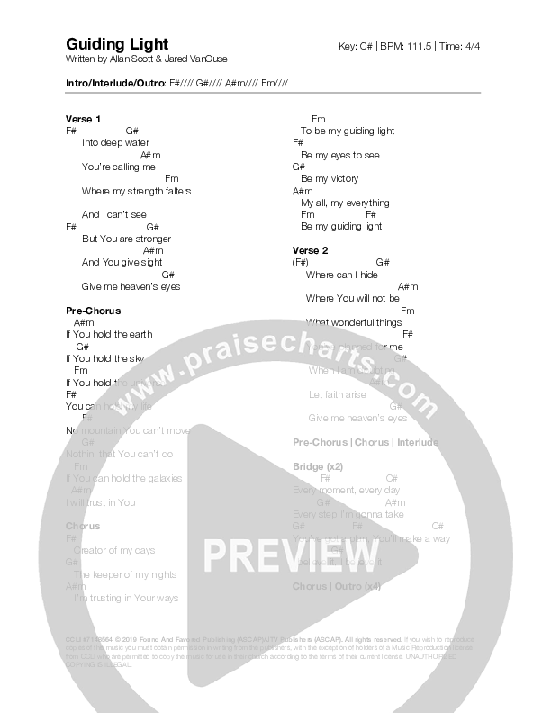 Guiding Light Chords & Lyrics (Allan Scott)