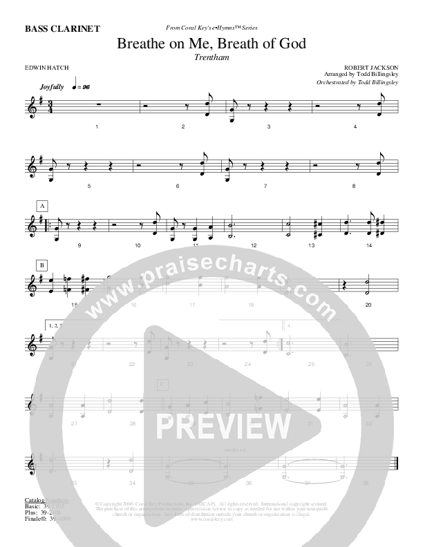 Breathe On Me Breath Of God Bass Clarinet (Todd Billingsley)