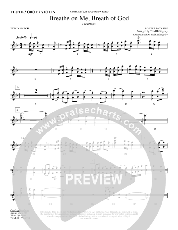 Breathe On Me Breath Of God Flute/Oboe (Todd Billingsley)