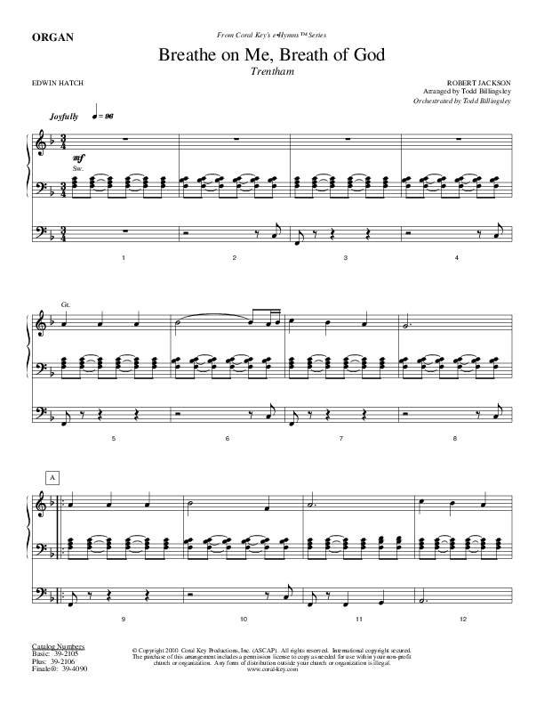 Breathe On Me Breath Of God Organ (Todd Billingsley)
