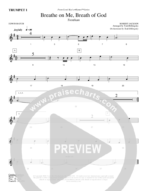 Breathe On Me Breath Of God Trumpet 1 (Todd Billingsley)