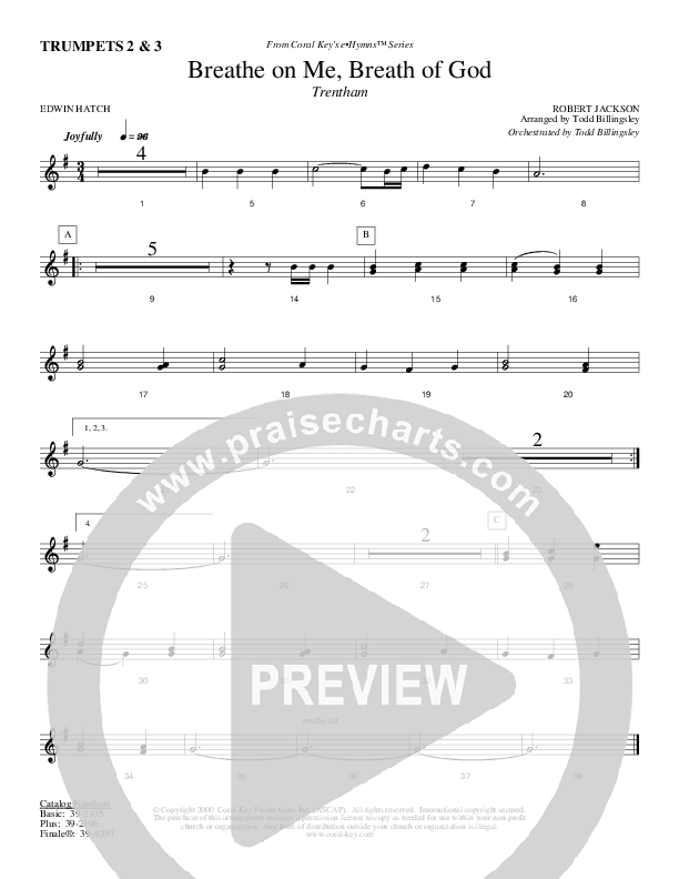 Breathe On Me Breath Of God Trumpet 2/3 (Todd Billingsley)