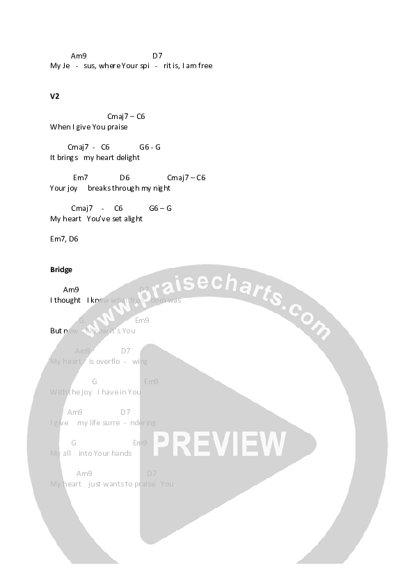 Where Your Spirit Is Chord Chart (Equippers Revolution)
