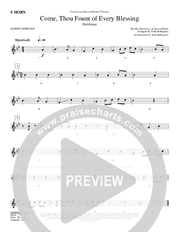 Come Thou Fount Of Every Blessing French Horn (Todd Billingsley)