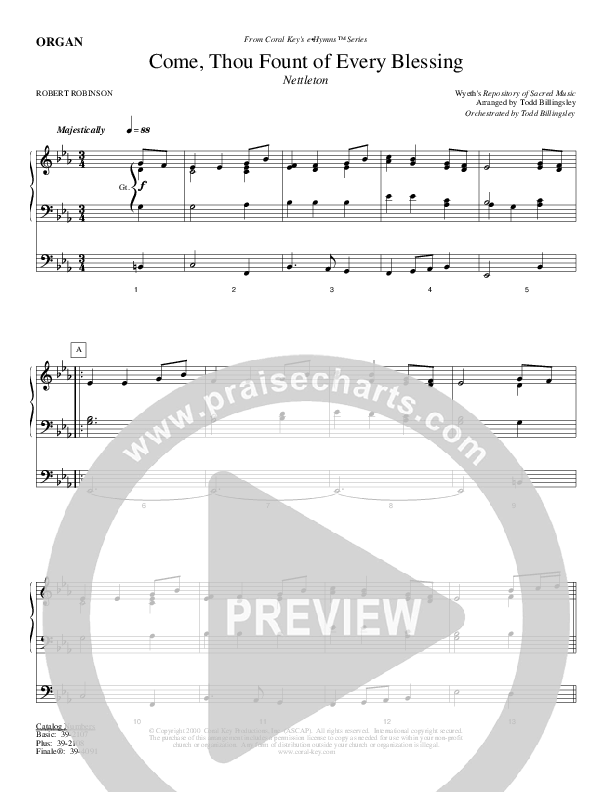 Come Thou Fount Of Every Blessing Organ (Todd Billingsley)