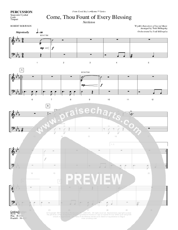 Come Thou Fount Of Every Blessing Percussion (Todd Billingsley)
