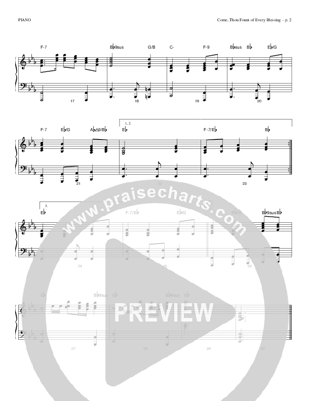 Come Thou Fount Of Every Blessing Piano Sheet (Todd Billingsley)