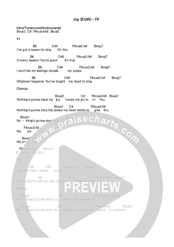 Joy Chord Chart (Equippers Worship)
