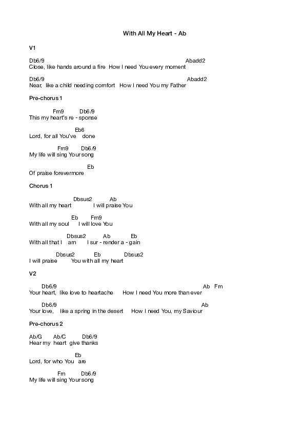 With All My Heart Chords & Lyrics (Equippers Worship)