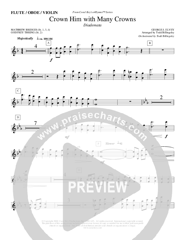 Crown Him With Many Crowns Flute/Oboe (Todd Billingsley)