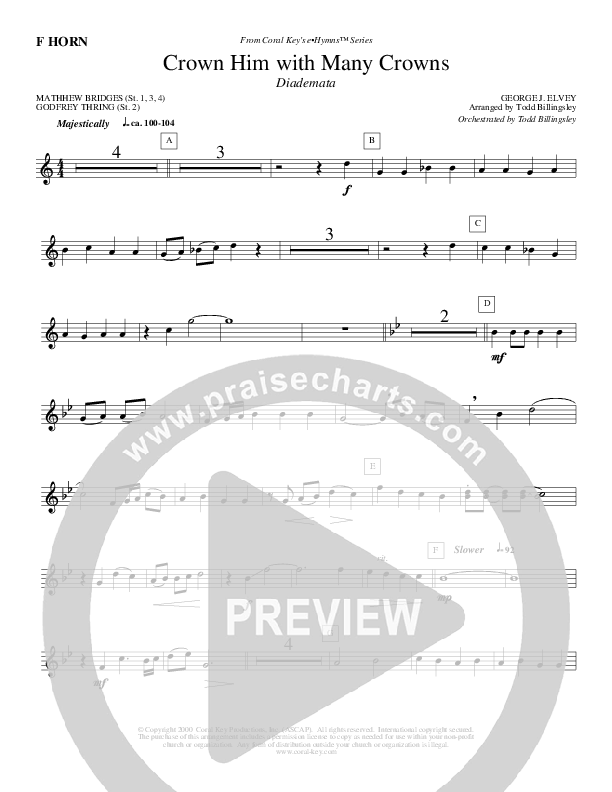 Crown Him With Many Crowns French Horn (Todd Billingsley)