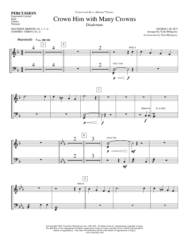 Crown Him With Many Crowns Percussion (Todd Billingsley)