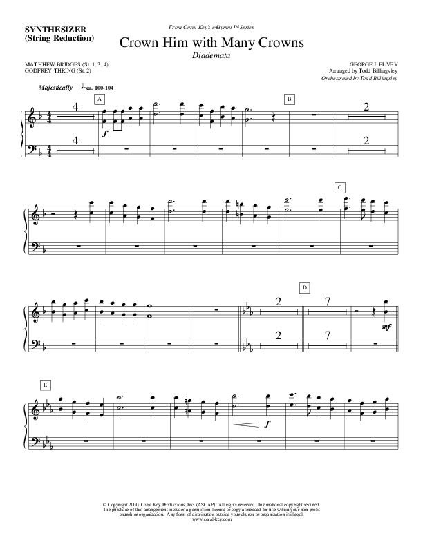 Crown Him With Many Crowns Synth Strings (Todd Billingsley)