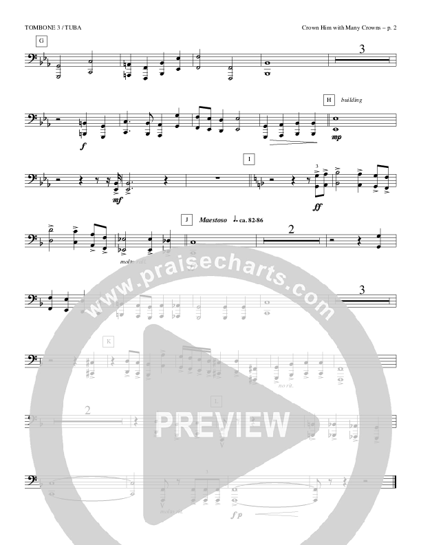 Crown Him With Many Crowns Trombone 3/Tuba (Todd Billingsley)