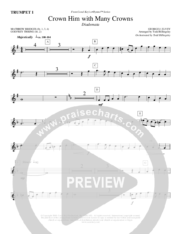 Crown Him With Many Crowns Trumpet 1 (Todd Billingsley)