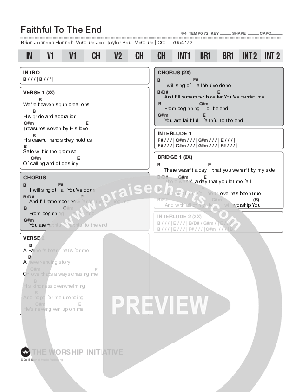 Faithful To The End Chords & Lyrics (Shane & Shane/The Worship Initiative)