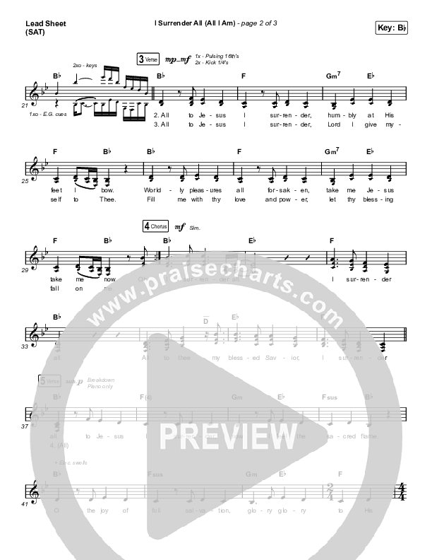 I Surrender All (All I Am) Lead Sheet (SAT) (Shane & Shane/The Worship Initiative)