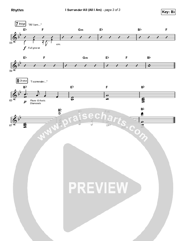 I Surrender All (All I Am) Rhythm Chart (Shane & Shane/The Worship Initiative)