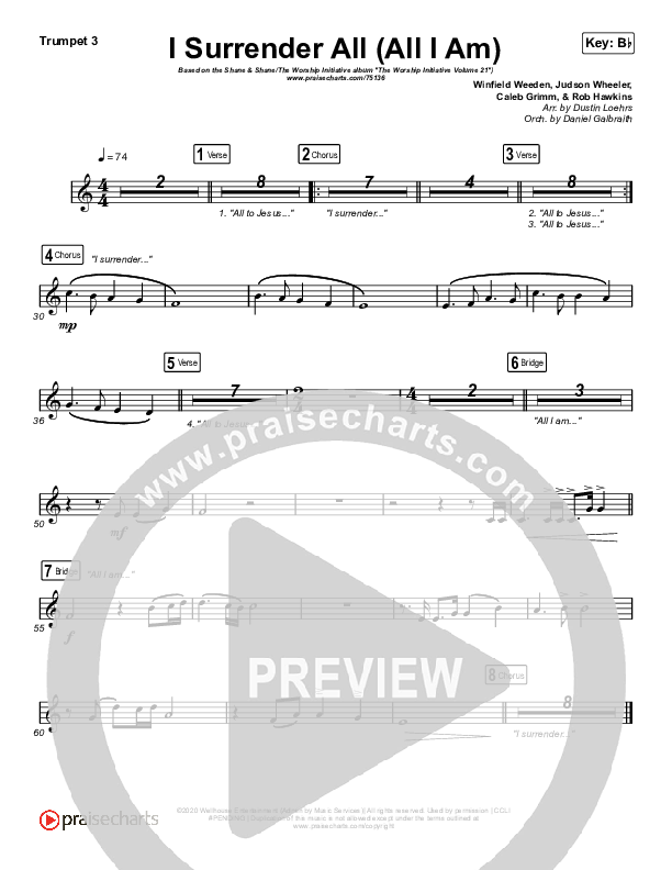 I Surrender All (All I Am) Brass Pack (Shane & Shane/The Worship Initiative)