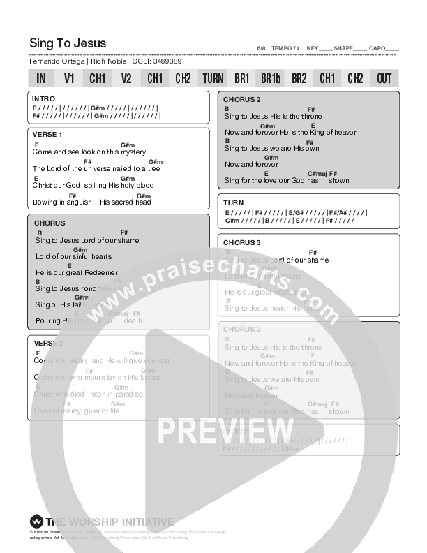 Sing To Jesus Chord Chart (Shane & Shane/The Worship Initiative)