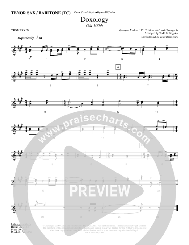 Doxology Tenor Sax/Baritone T.C. (Todd Billingsley)