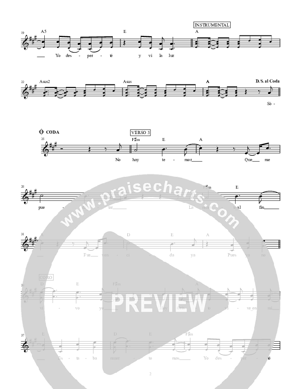 Vi La Luz (See The Light) Lead Sheet (SAT) (Hillsong en Espanol / Hillsong Worship)