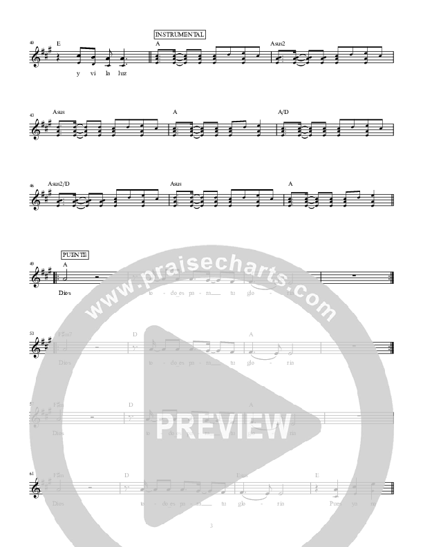 Vi La Luz (See The Light) Lead Sheet (SAT) (Hillsong en Espanol / Hillsong Worship)