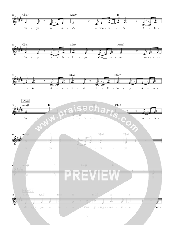 El Reinara (He Shall Reign) Lead Sheet (SAT) (Hillsong en Espanol / Hillsong Worship)