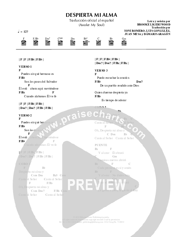 Despierta Mi Alma (Awake My Soul) Chord Chart (Hillsong en Espanol / Hillsong Worship)